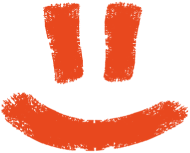 Graphic orange smiley face